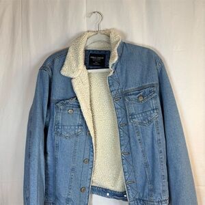 Sunrise Kingdom Jacket Womens  Size S Blue Sherpa Lined Denim Trucker